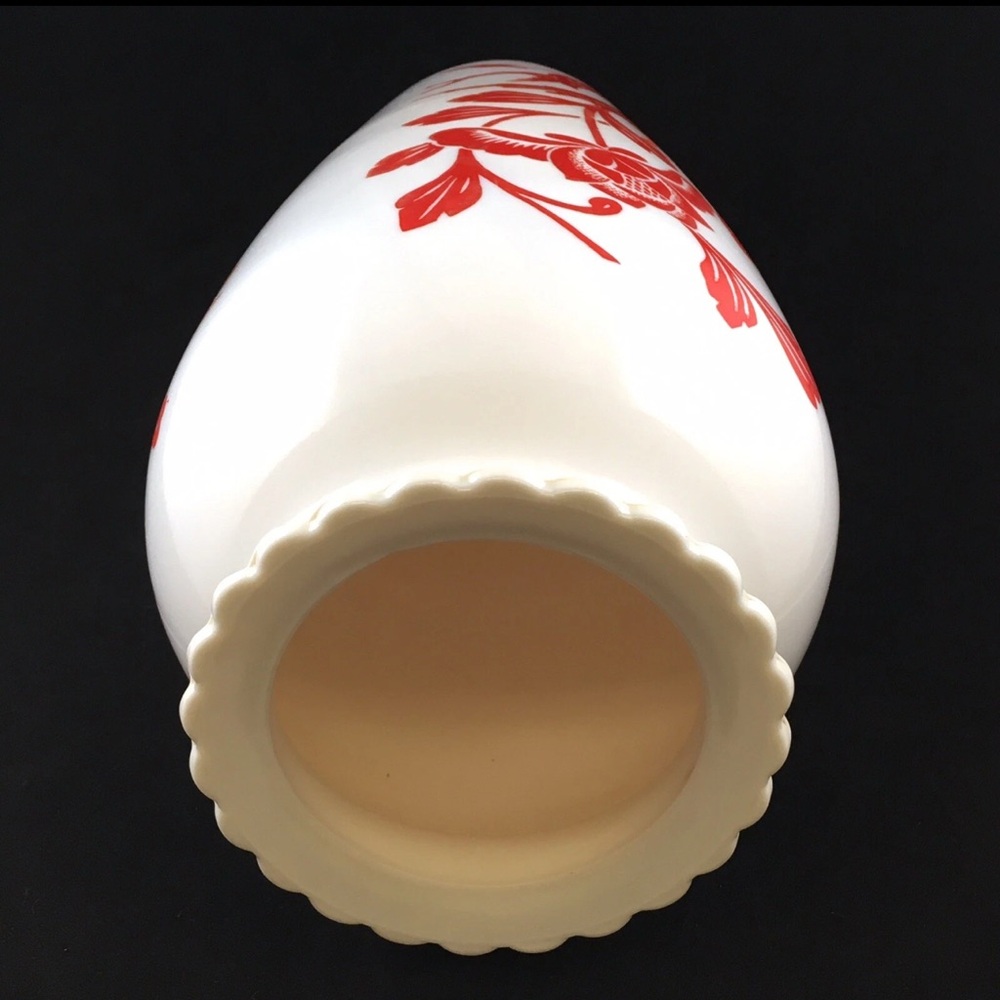 VTG 1940s White & Red Anchor Hocking
Vitrock Milk Glass
Flowers Birds EUC - Picture 7 of 8